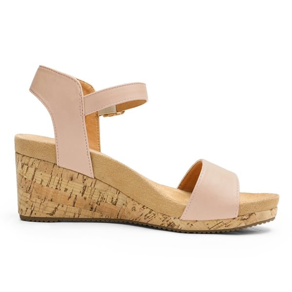 Buckle Platform Wedge Sandals - NUDE PU - 2
